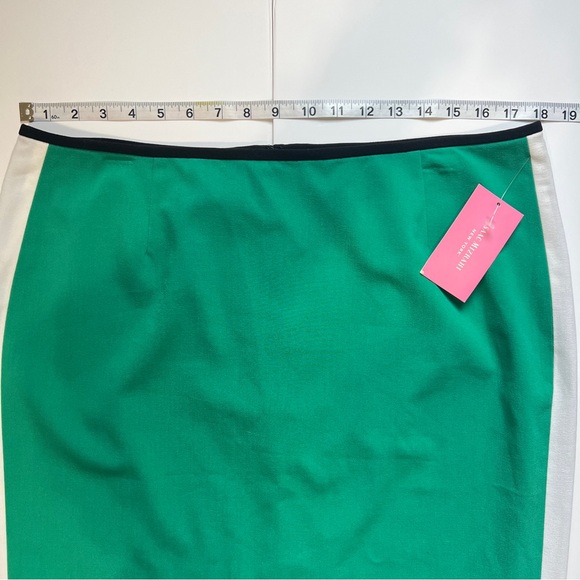Isaac Mizrahi Green Black and White Pencil Skirt Size16 NWT Retro Preppy Formal - Picture 6 of 8